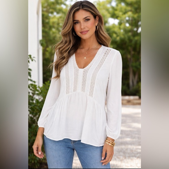 Mango Tops - Mango White Lace Detail Blouse